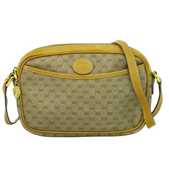 GUCCI Micro GG Canvas Shoulder Crossbody Bag Beige Gold - Picture 1 of 10